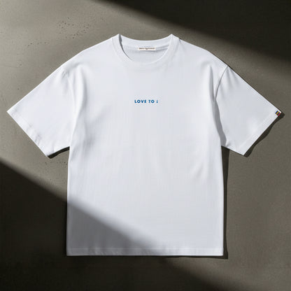 T-shirt / LOVE TO i (Blue Embroidery Tee)