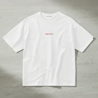 T-shirt / LOVE TO i (Red Embroidery Tee)