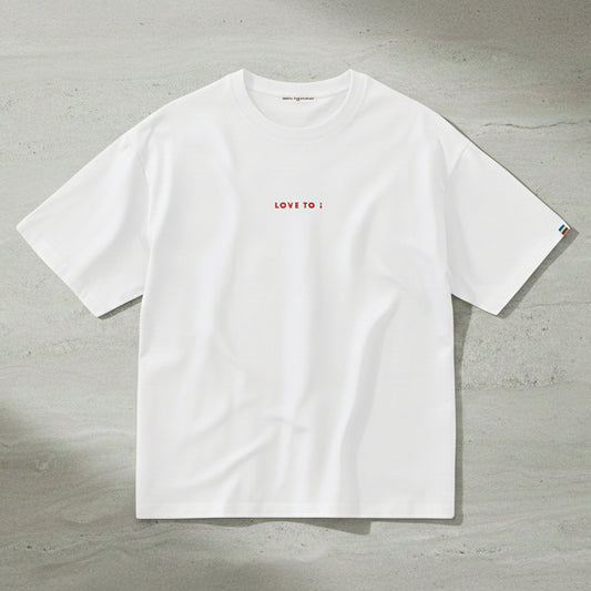 T-shirt / LOVE TO i (Red Embroidery Tee)