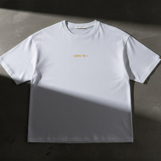 T-shirt / LOVE TO i (Yellow Embroidery Tee)
